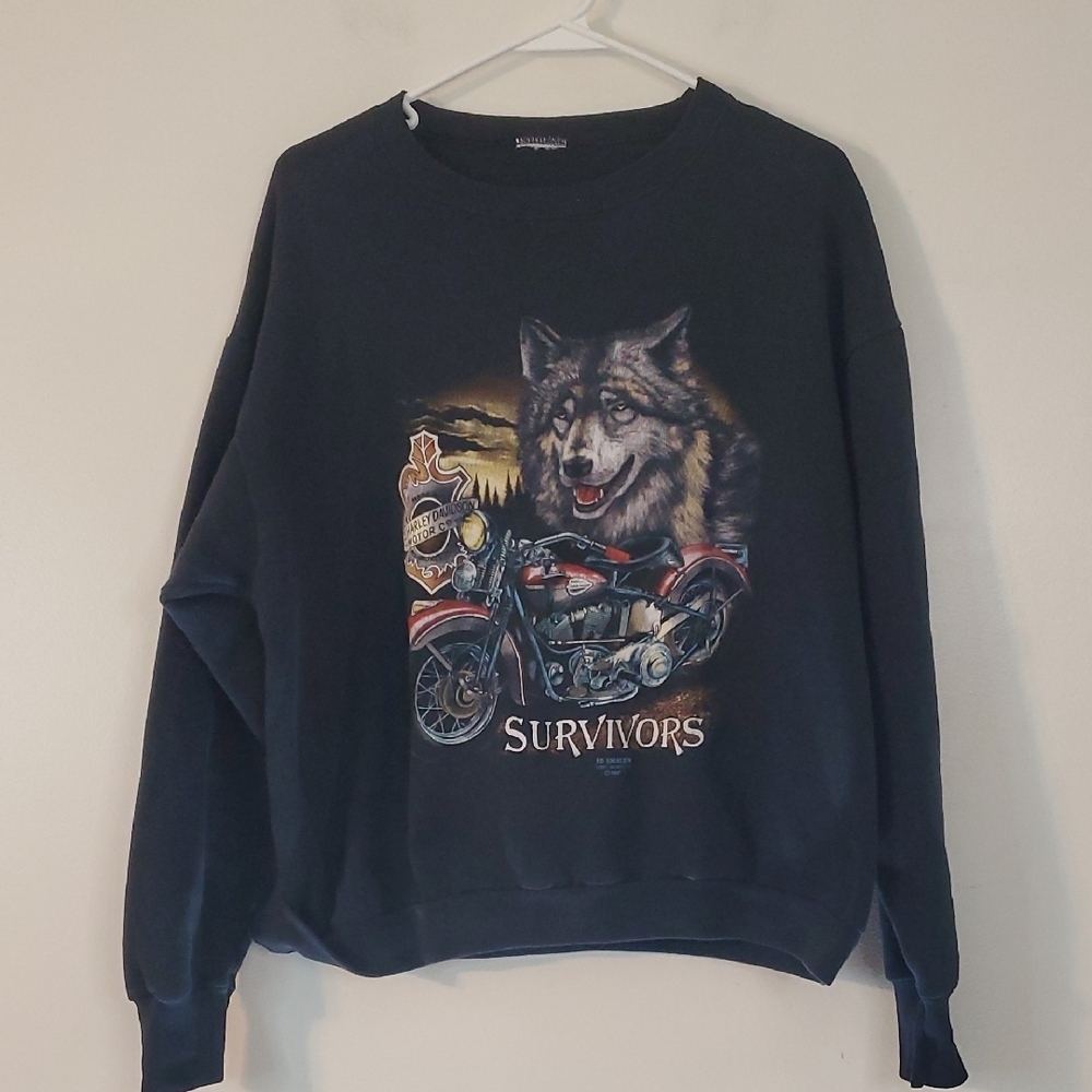Vintage 1991 3D Emblem Harley Davidson Crewneck Sweatshirt Unisex Back Logo